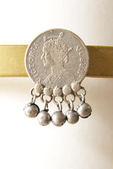 Ghungroo Beads Embellished Victoria Queen Embossed Oxidised Finish Metal Earrings