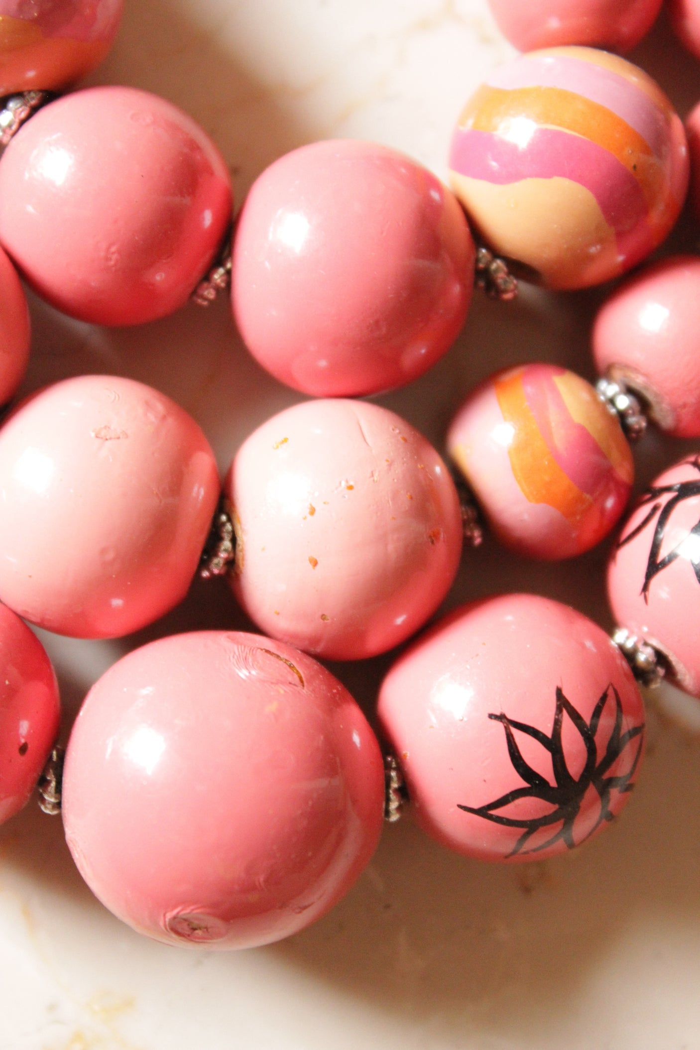 Baby Pink Circular Acrylic Beads 3 Layer Necklace
