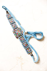 Hand Painted Terracotta Clay Black and Blue Thread Closure Handmade Necklace