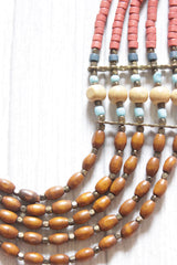 Multi-Color Earthy Tones Wooden Beads Handmade Boho Necklace