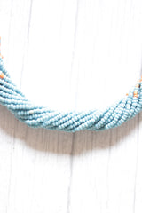 Orange and Blue Twisted Beads Handmade Boho Necklace