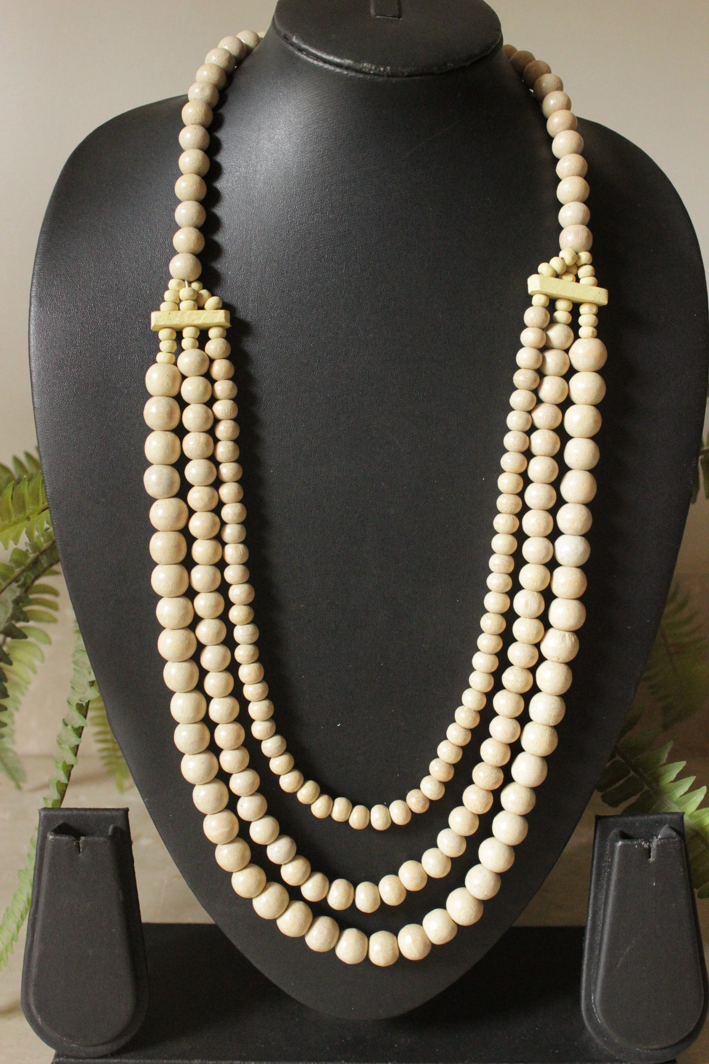 Ivory Circular Acrylic Beads 3 Layer Necklace