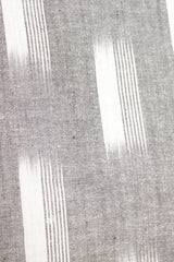 Smokey Grey and Milky White Premium Cotton Ikat Printed Unstitched Fabric