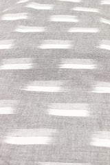 Smokey Grey and Milky White Premium Cotton Ikat Printed Unstitched Fabric