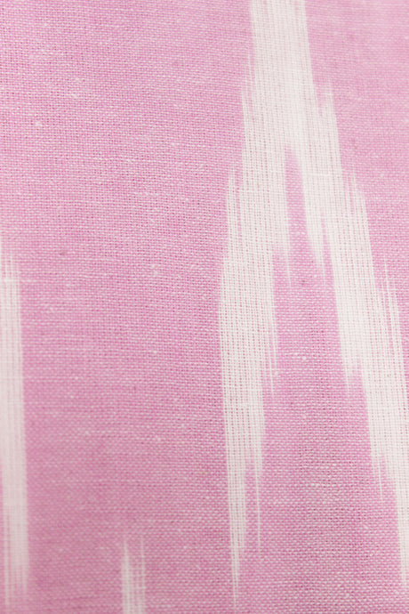 Rose Pink and Off-White Premium Cotton Ikat Printed Unstitched Fabric