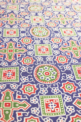 Bluish Purple with Green and Pale Red Earthy Tones Block Printed Digital Print Premium Cotton Fabric