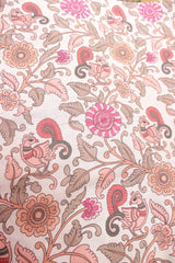 Moon Mist with Maize Brown and Olive Green Earthy Tones Floral Block Printed Digital Print Premium Cotton Fabric