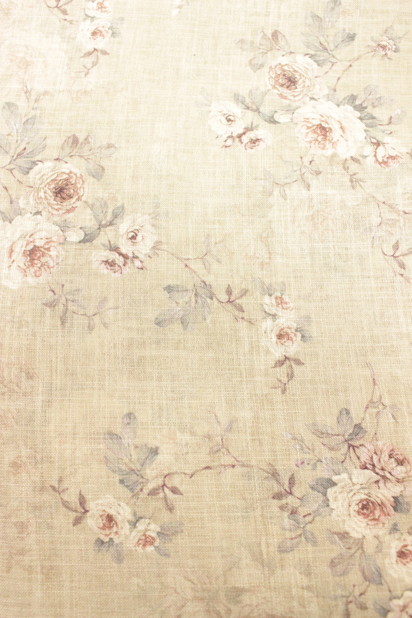 Green Mist Fabric Printed with Big Flowers and Leaves Premium Cotton Fabric