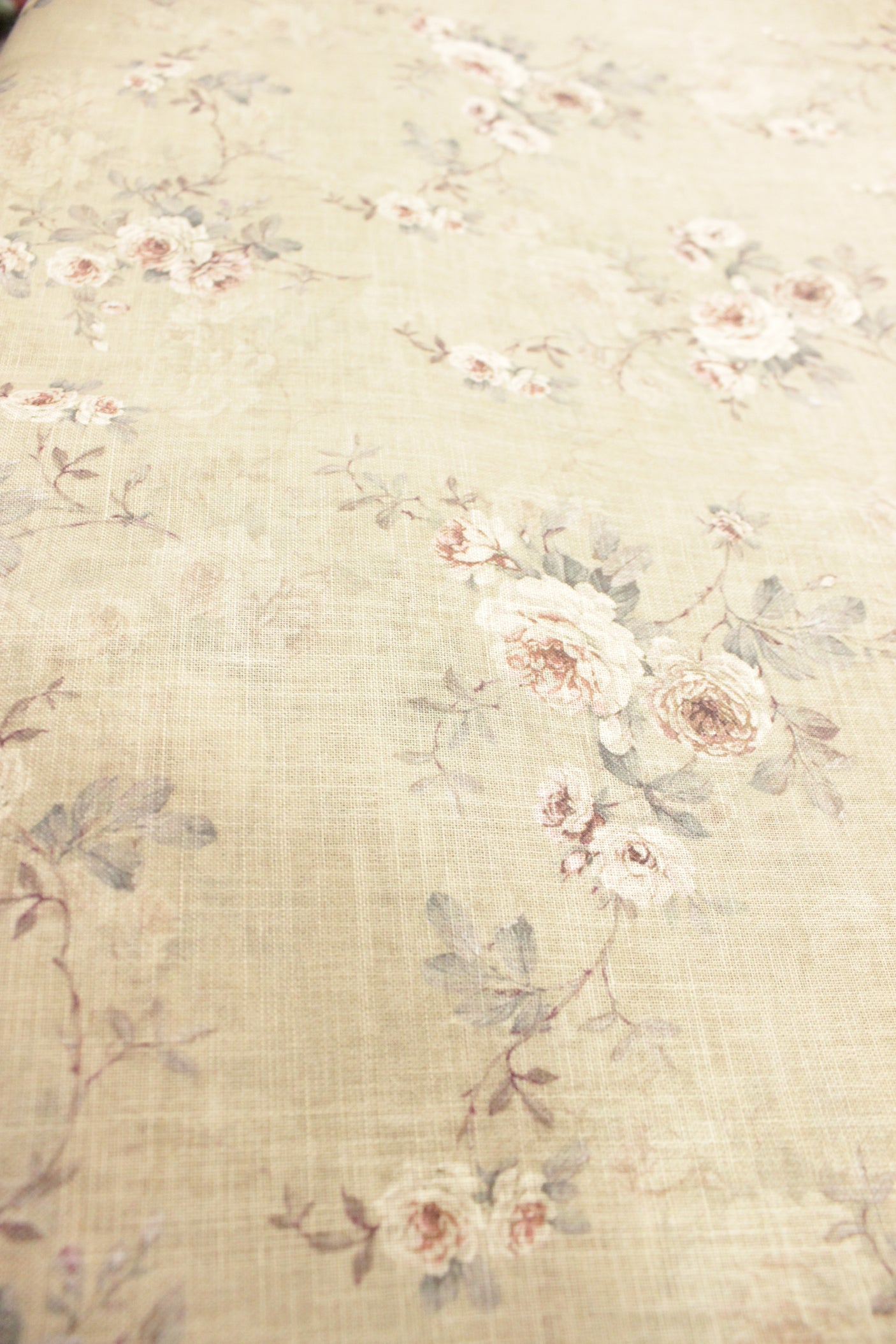 Green Mist Fabric Printed with Big Flowers and Leaves Premium Cotton Fabric