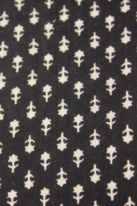 Charcoal Grey All Over Block Printed Premium Cotton Unstitched Fabric