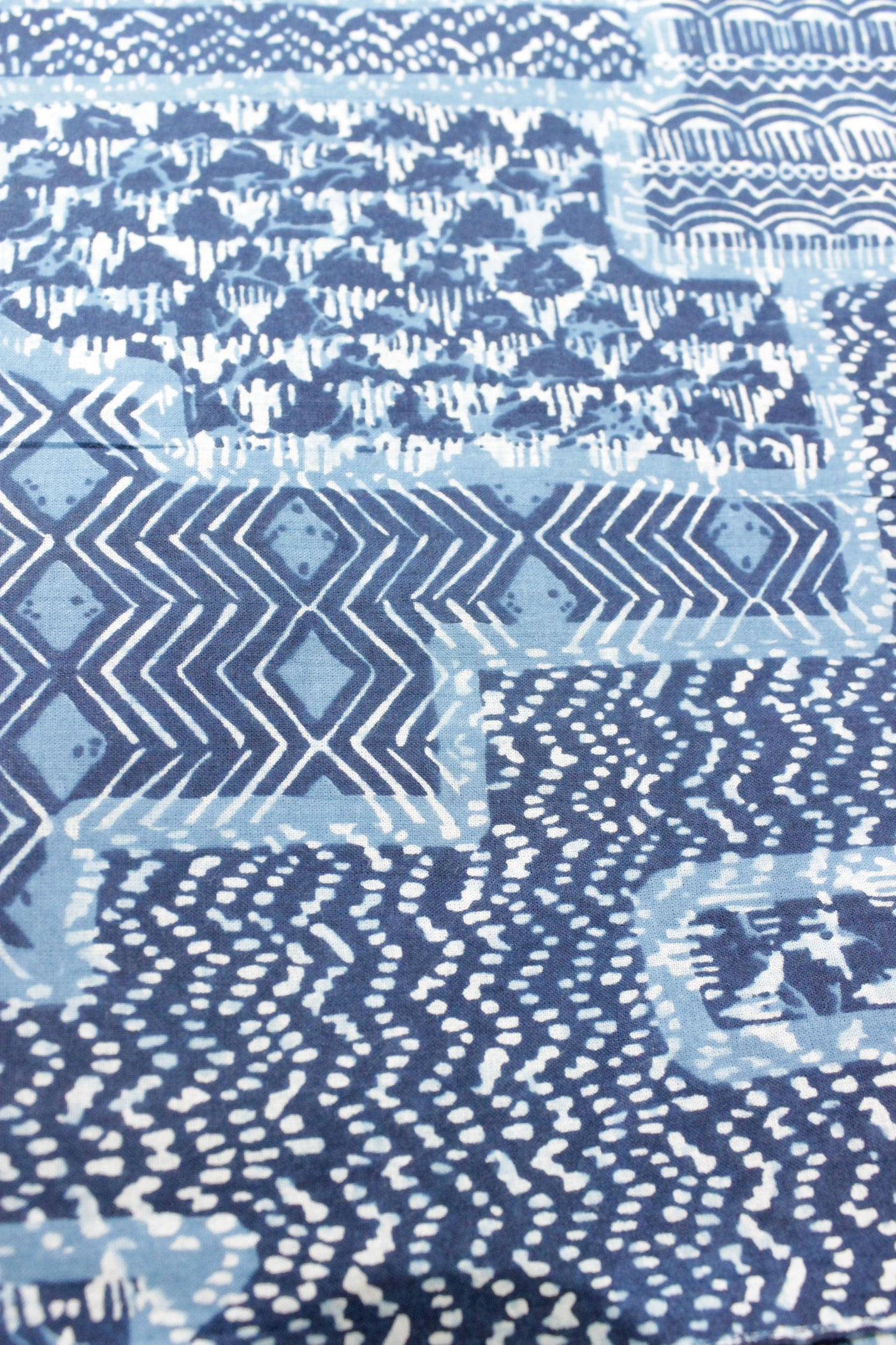 Natural Indigo Dyed Block Printed Premium Cotton Unstitched Fabric