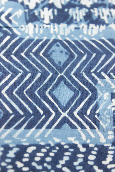 Natural Indigo Dyed Block Printed Premium Cotton Unstitched Fabric