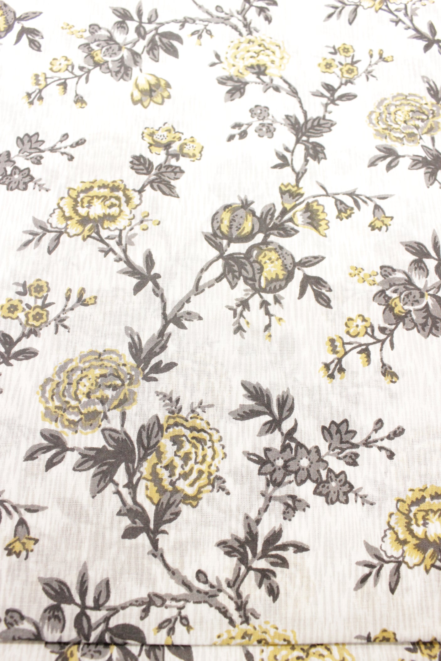 Off White All Over Flower Vines Printed Premium Cotton Unstitched Fabric