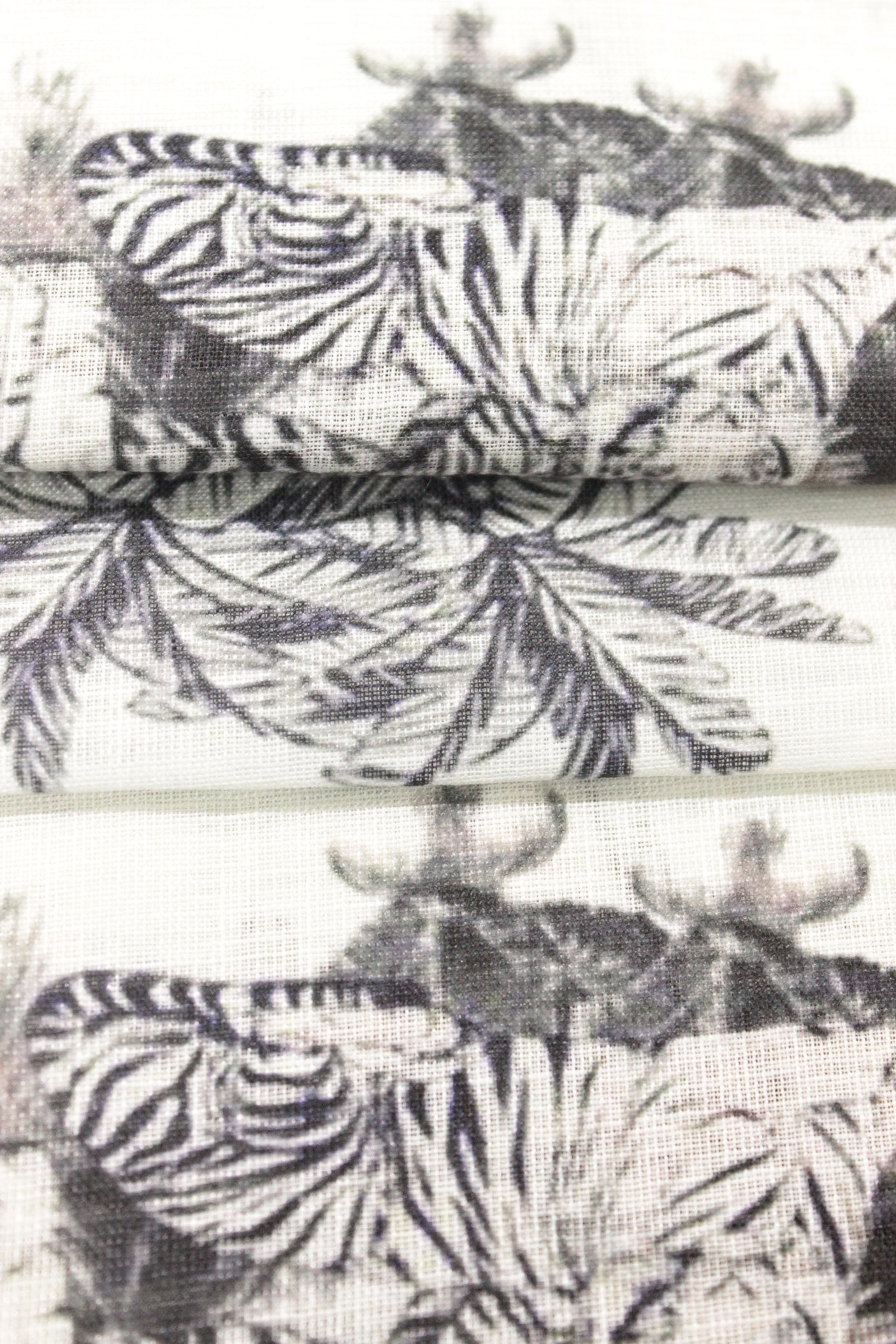 Milky White Fabric with All Over Trees Print Premium Cotton Unstitched Fabric