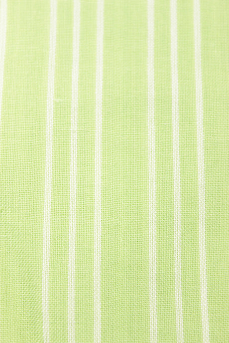 Lime Green Vertical White Lines Printed Premium Cotton Unstitched Fabric
