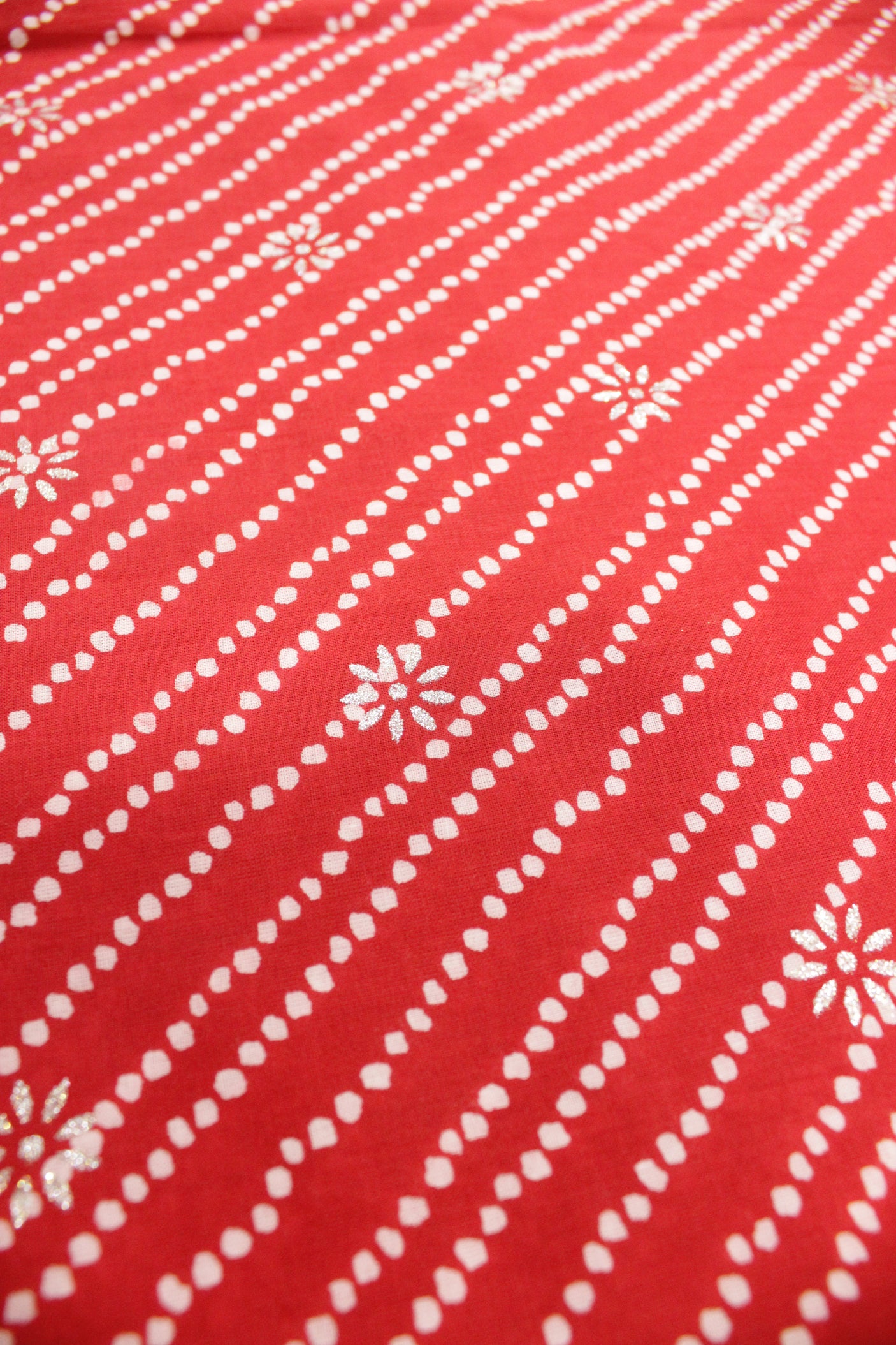 Persian Red Bandhani Print Premium Cotton Unstitched Fabric