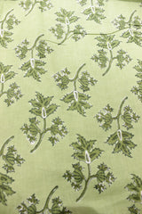 Green on Green Flower Vines Printed Premium Cotton Unstitched Fabric