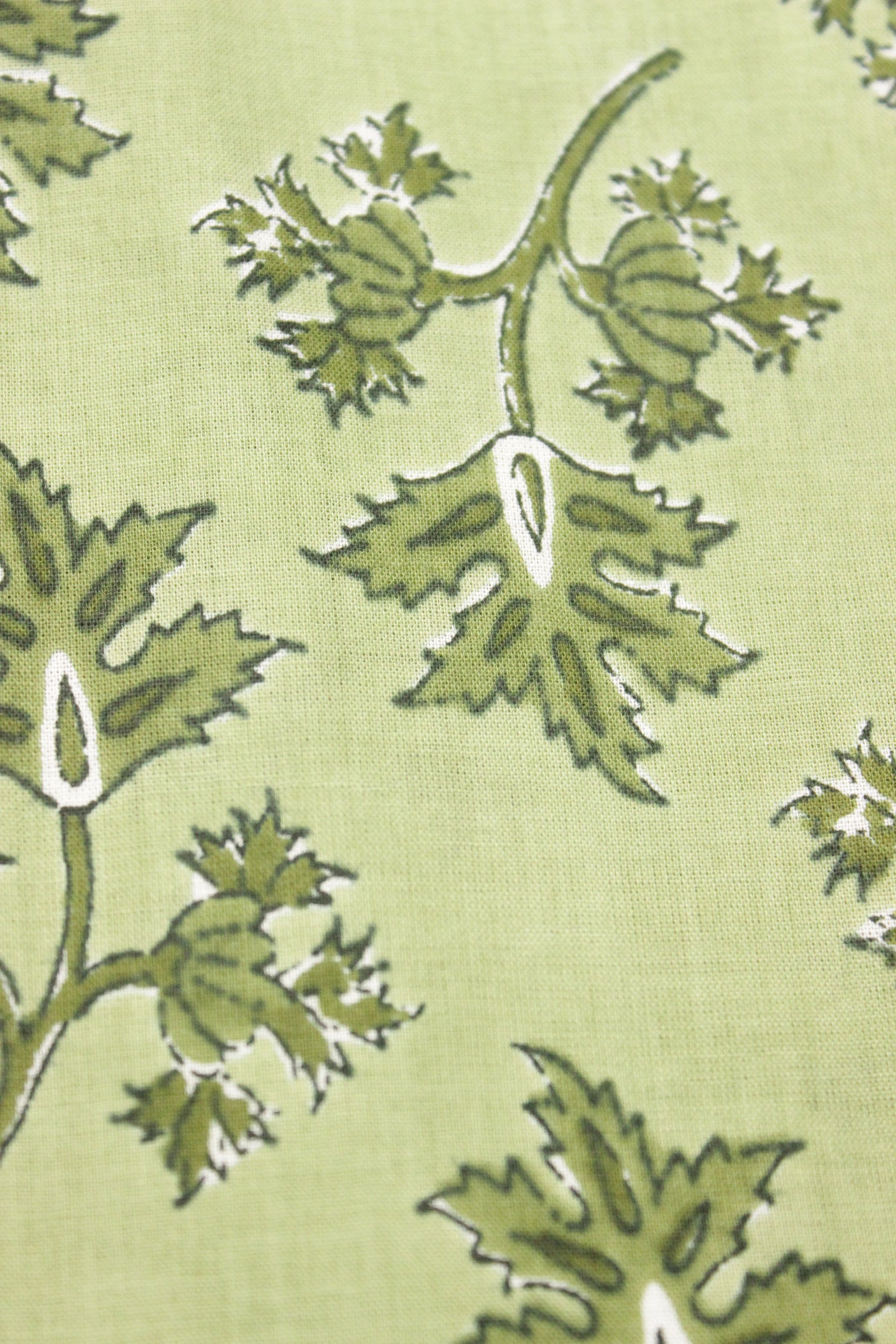 Green on Green Flower Vines Printed Premium Cotton Unstitched Fabric