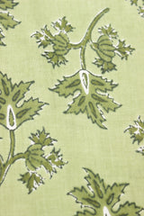 Green on Green Flower Vines Printed Premium Cotton Unstitched Fabric