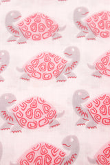 Off-White Pink Tortoise Printed Premium Cotton Unstitched Fabric
