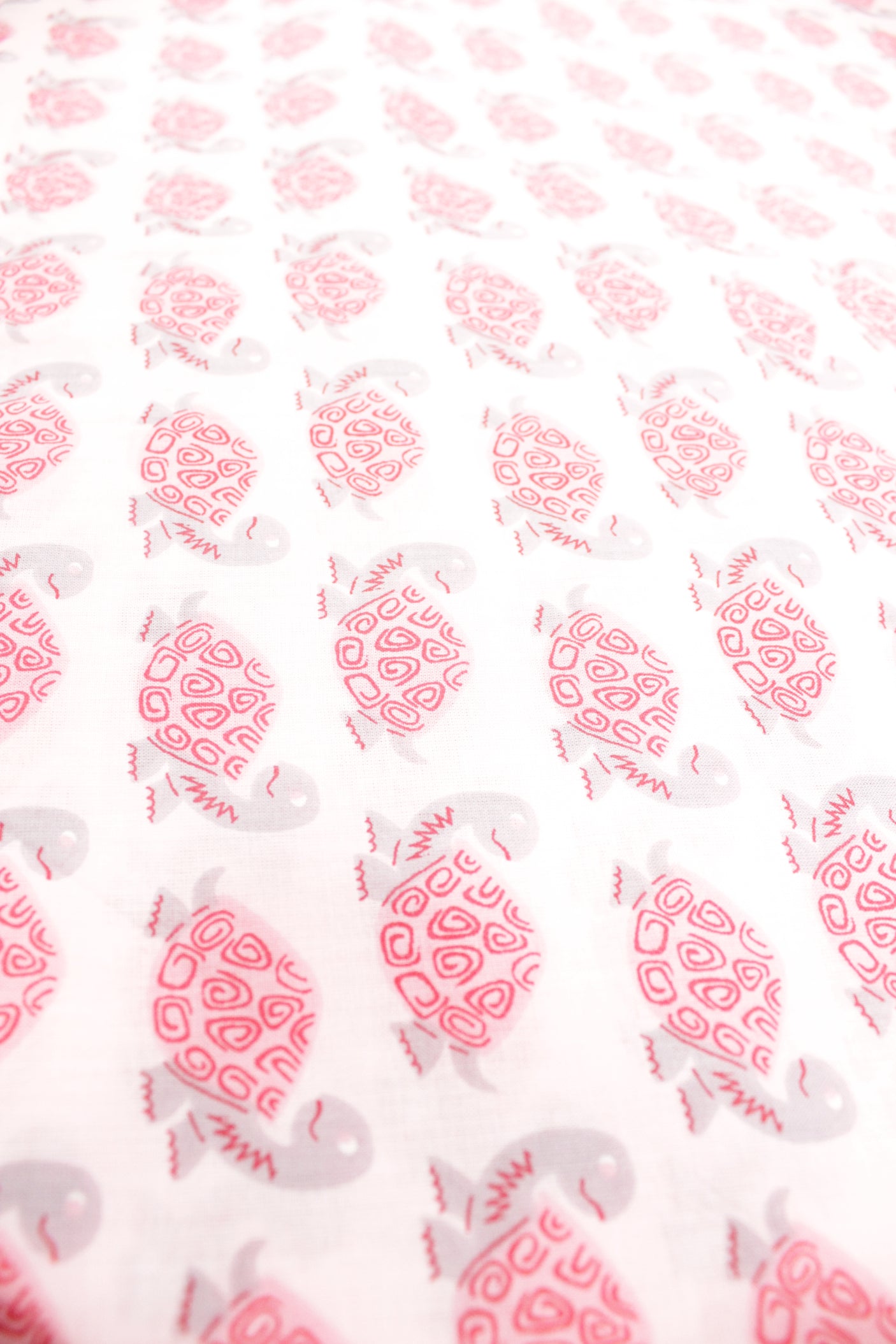 Off-White Pink Tortoise Printed Premium Cotton Unstitched Fabric