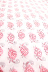 Off-White Pink Tortoise Printed Premium Cotton Unstitched Fabric