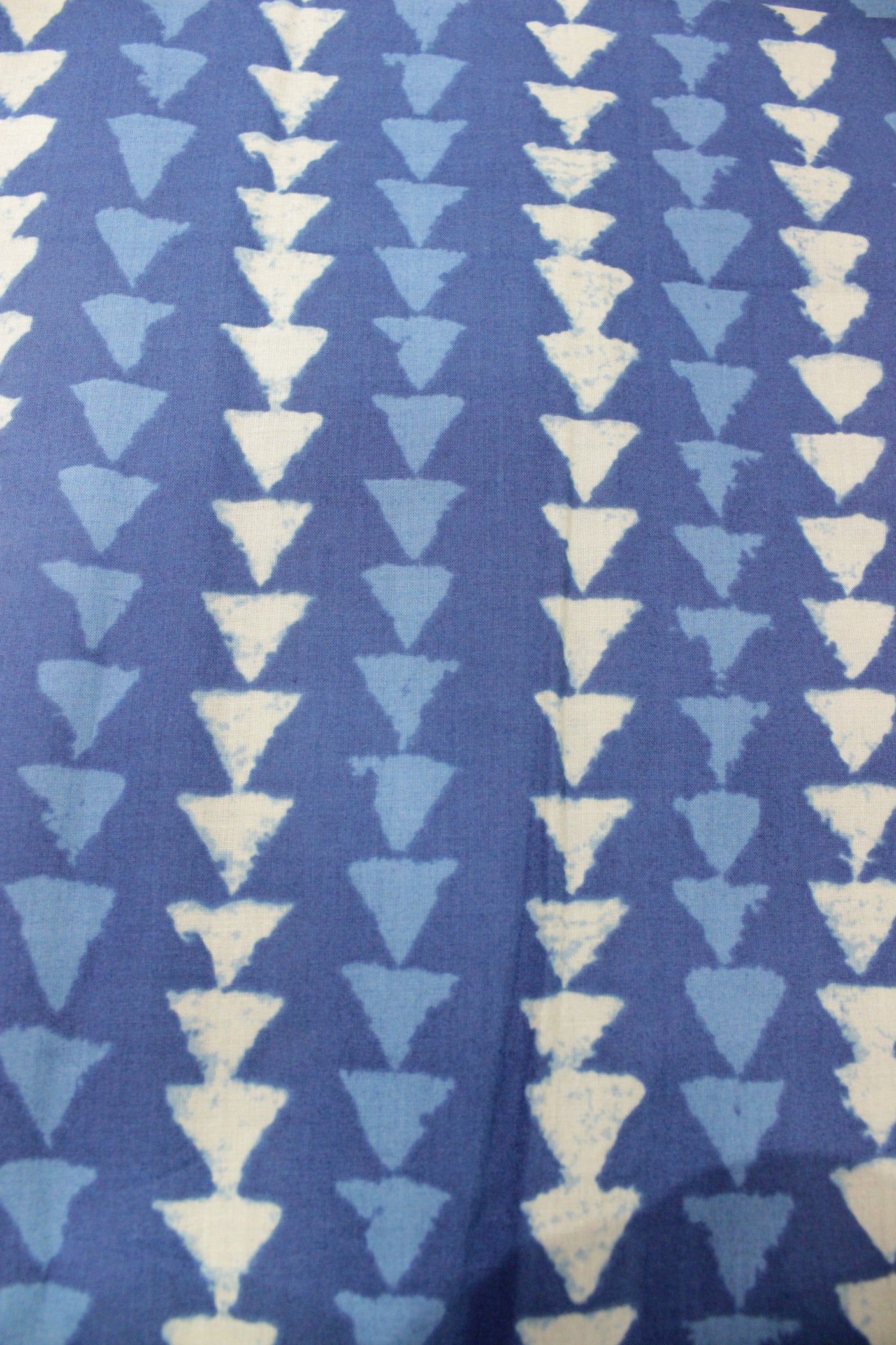 Indigo with All Over Triangles Printed Premium Cotton Unstitched Fabric