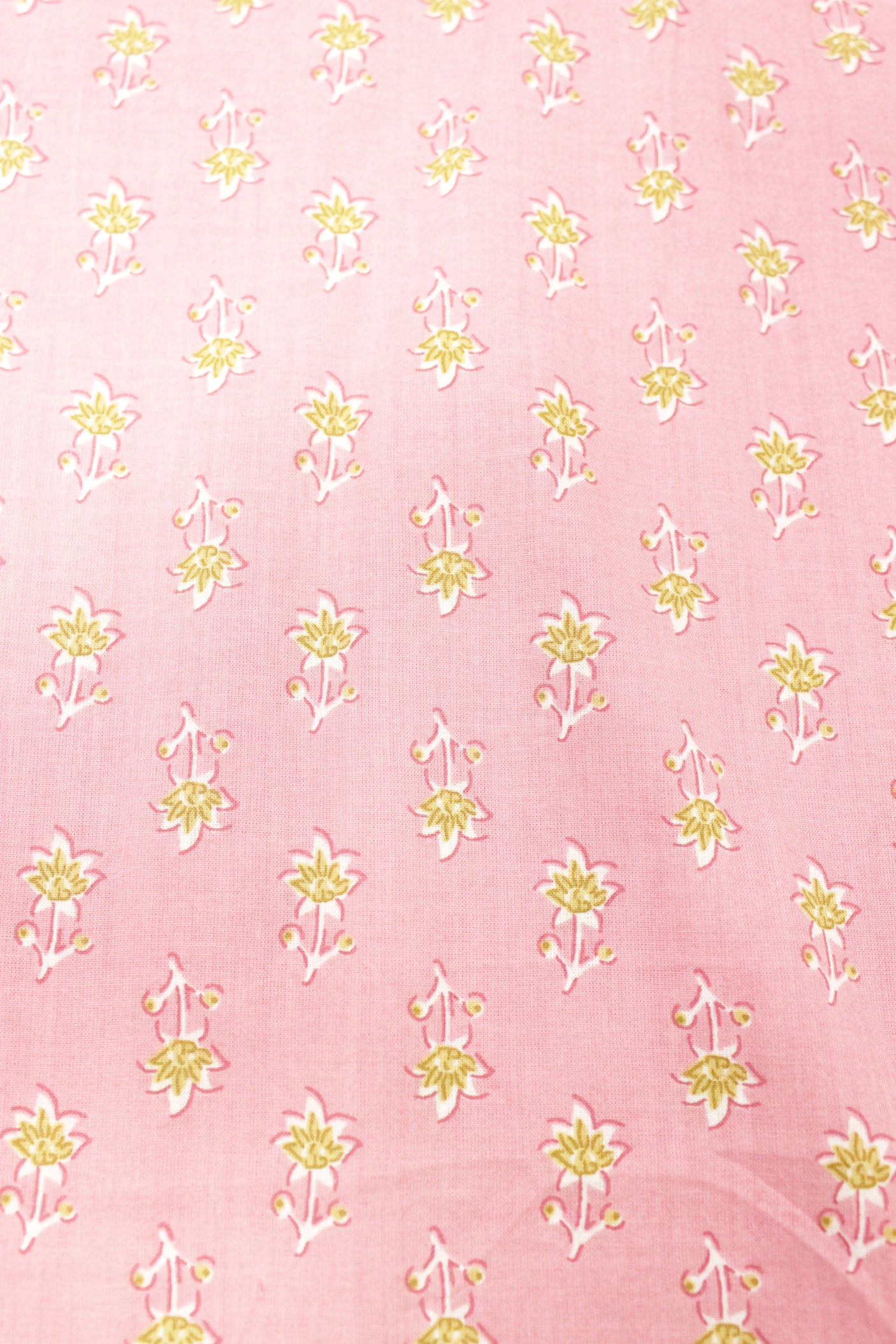 Pastel Pink with All Over Flowers Printed Premium Cotton Unstitched Fabric