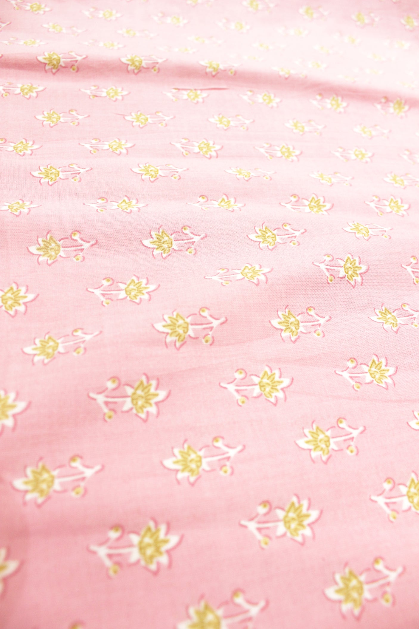 Pastel Pink with All Over Flowers Printed Premium Cotton Unstitched Fabric