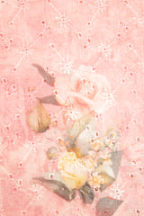 Pale Pink Chikankari Hand Work with Block Printed Flowers Premium Cotton Unstitched Fabric