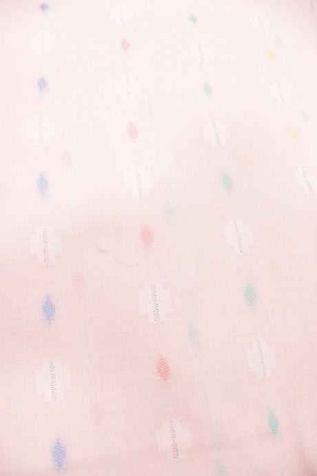 Pale Pink Fabric with Embroidered Booties Premium Cotton Unstitched Fabric