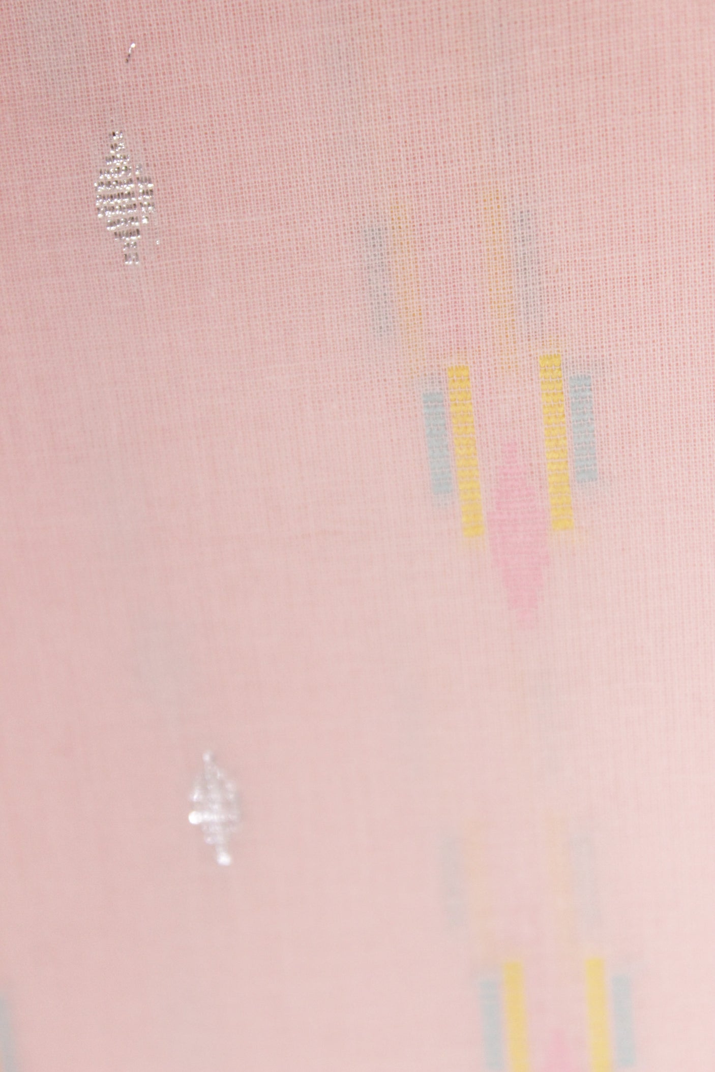 Pastel Pink Fabric with Booties Silver Zari Work Premium Woven Cotton Unstitched Fabric
