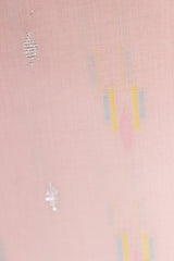 Pastel Pink Fabric with Booties Silver Zari Work Premium Woven Cotton Unstitched Fabric