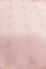 Pastel Pink Fabric with Booties Silver Zari Work Premium Woven Cotton Unstitched Fabric