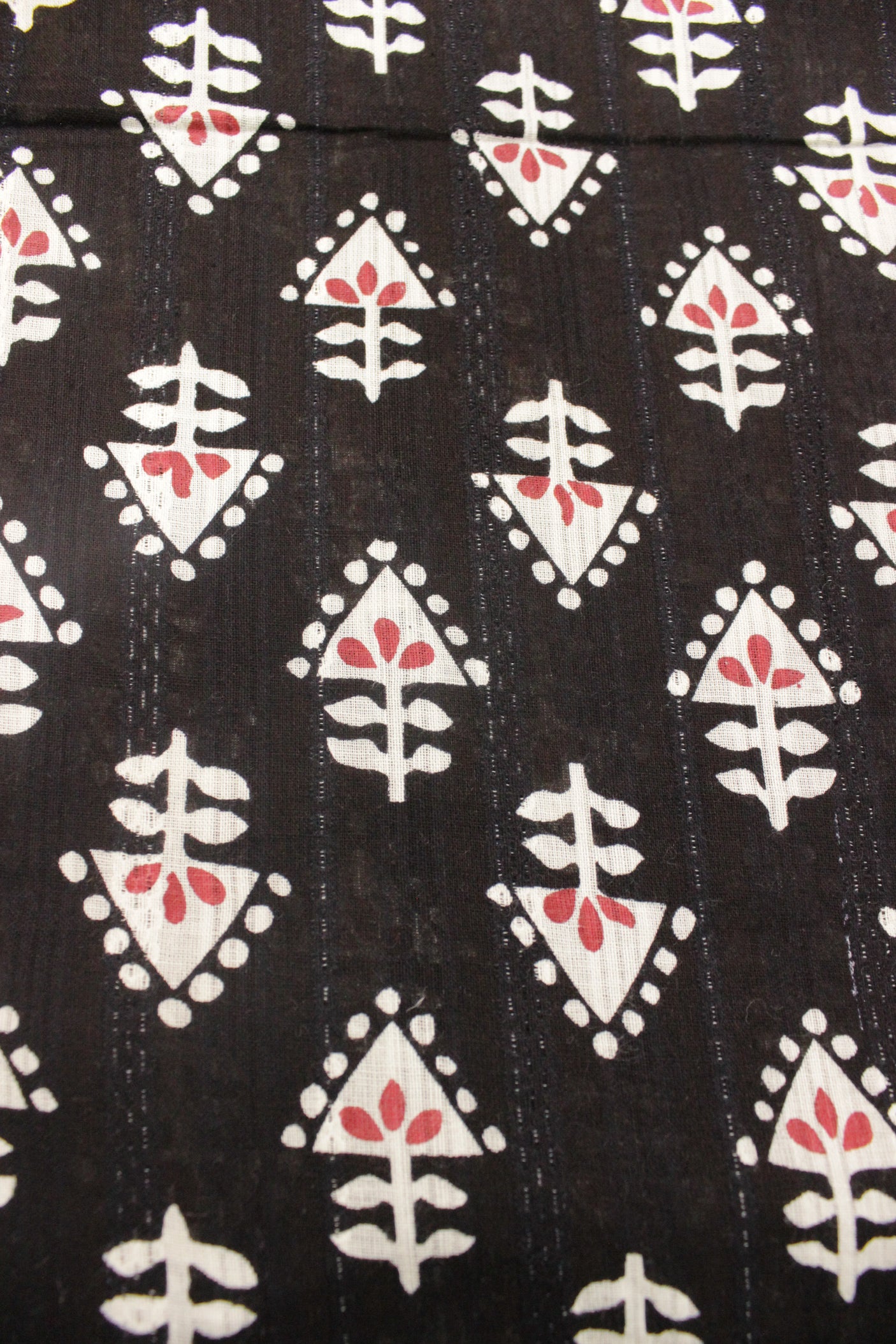 Dull Black Kantha Work Fabric with All Over Flowers Printed Premium Cotton Unstitched Fabric