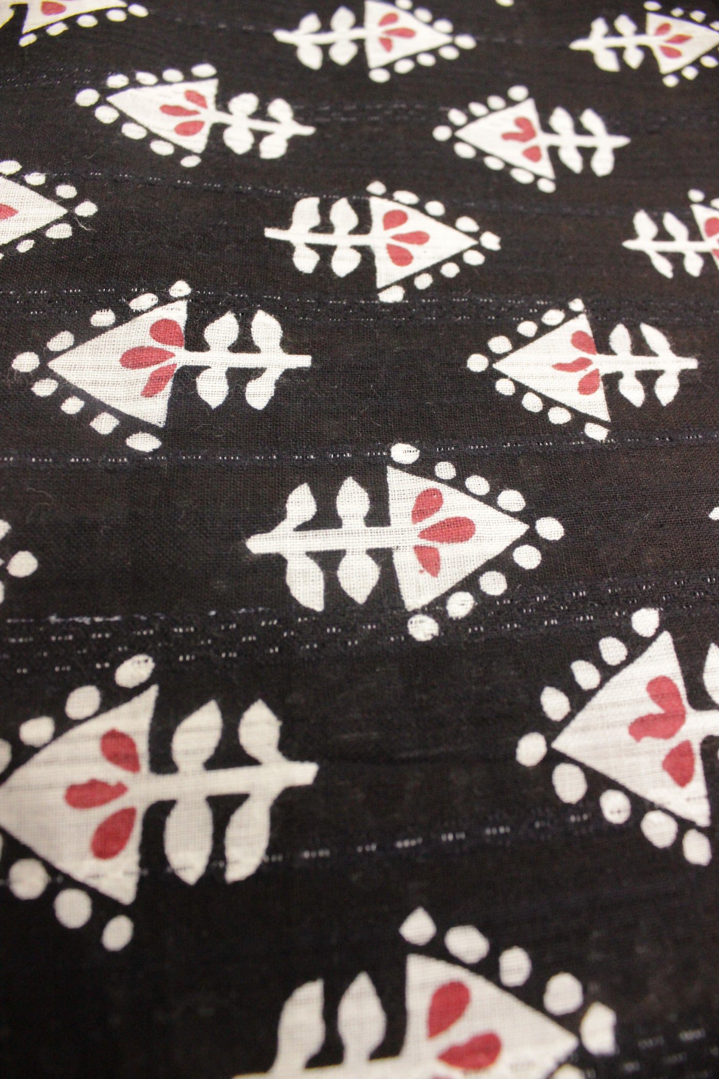 Dull Black Kantha Work Fabric with All Over Flowers Printed Premium Cotton Unstitched Fabric