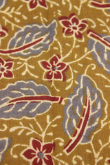 Mehendi Green Cotton Fabric with Flowers & Leaves Printed All Over Premium Unstitched Fabric