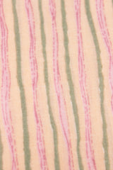 Peach Cotton Fabric with Green and Pink Vertical Lines Printed Premium Unstitched Fabric