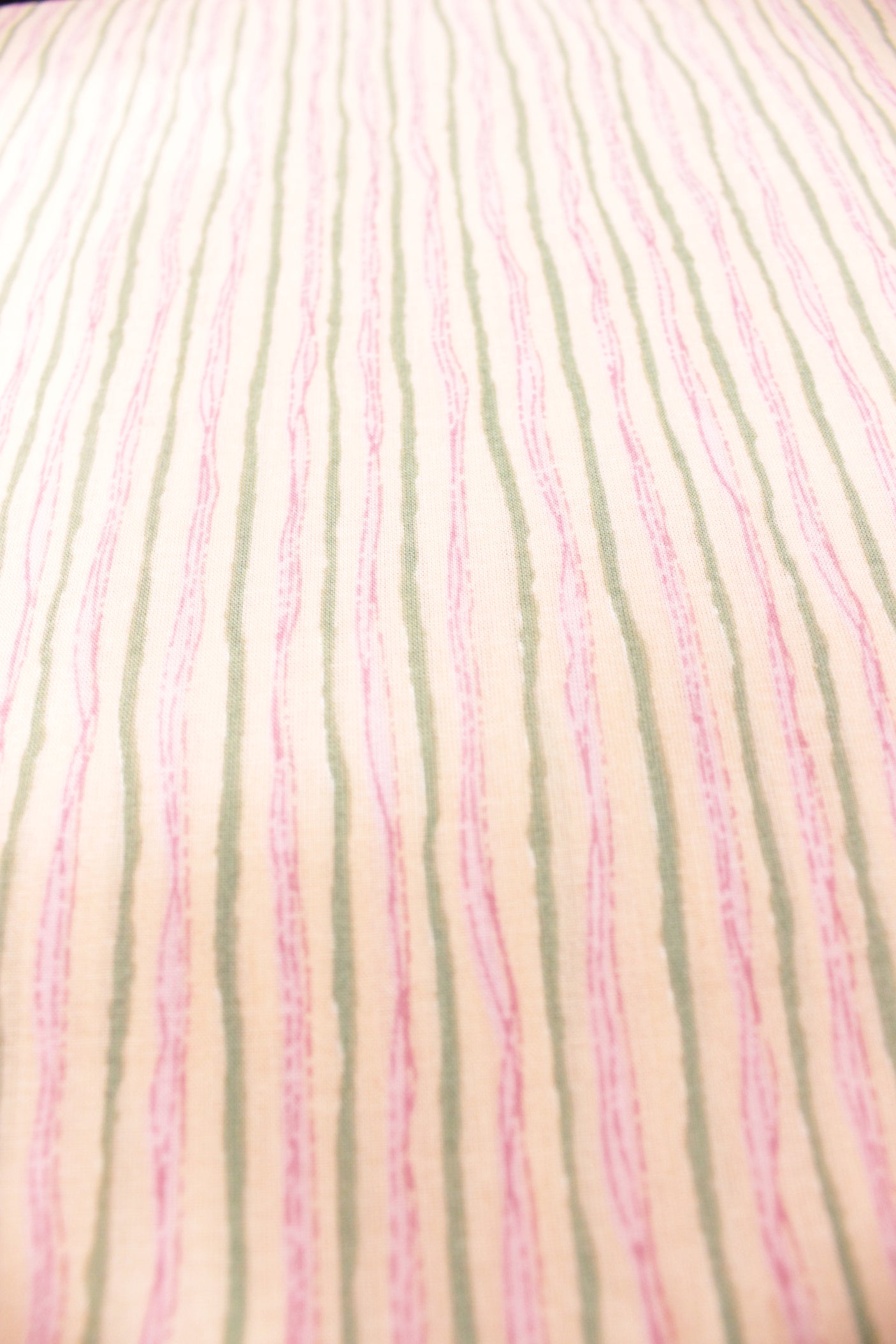 Peach Cotton Fabric with Green and Pink Vertical Lines Printed Premium Unstitched Fabric