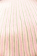 Peach Cotton Fabric with Green and Pink Vertical Lines Printed Premium Unstitched Fabric