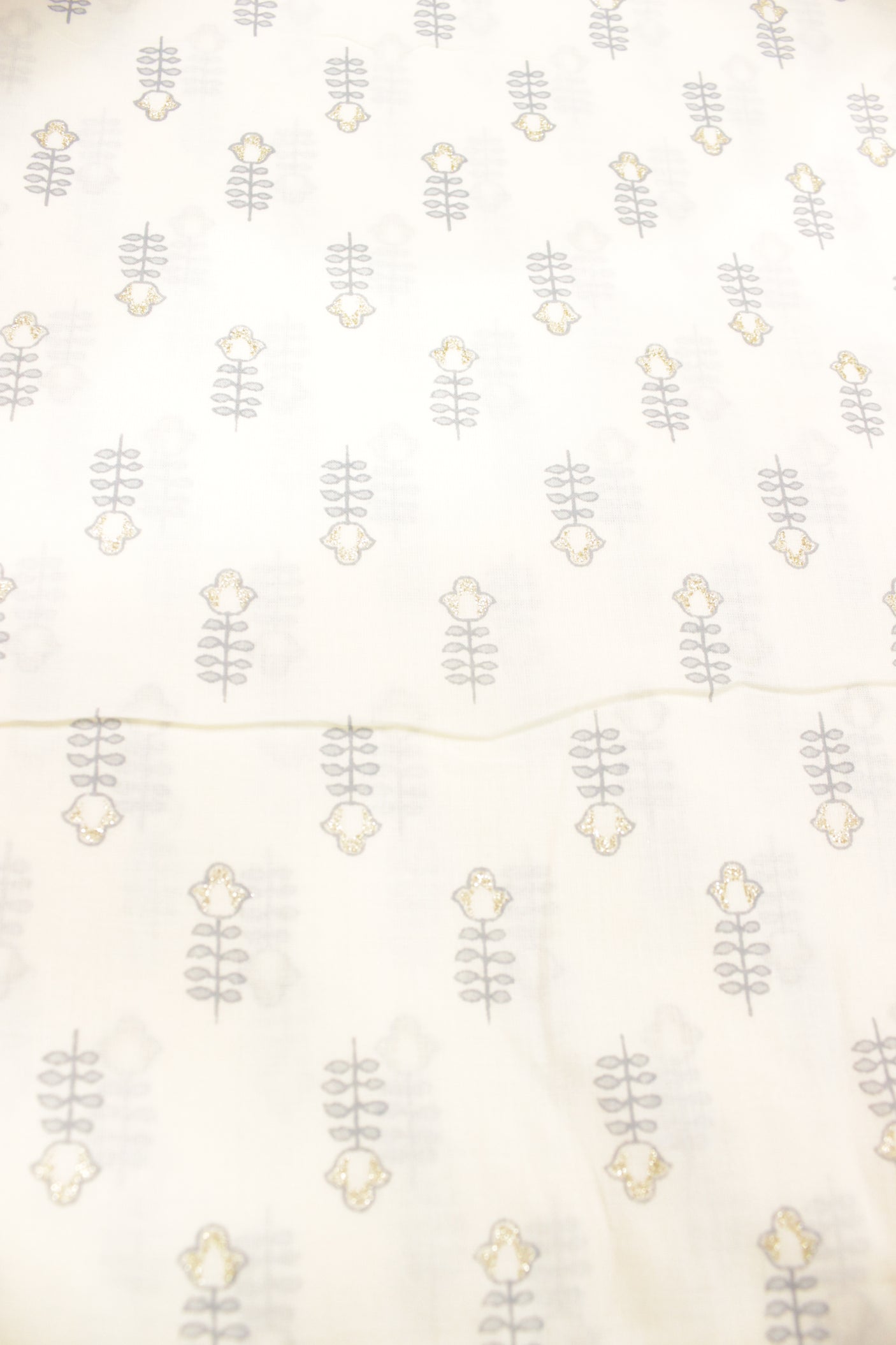 Off-Wihte Cotton Fabric with Petite Flowers Printed Premium Unstitched Fabric