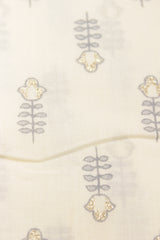 Off-Wihte Cotton Fabric with Petite Flowers Printed Premium Unstitched Fabric