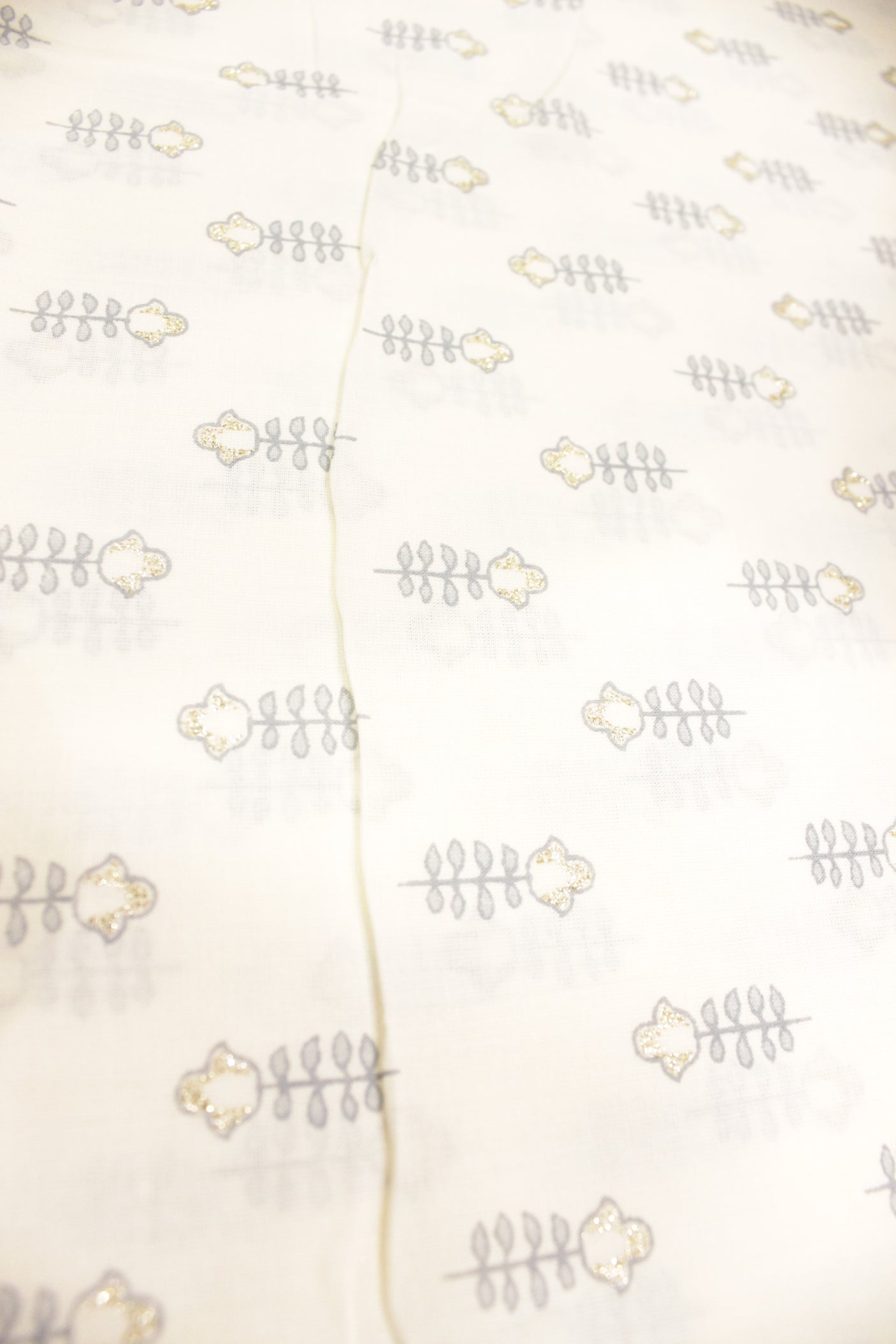 Off-Wihte Cotton Fabric with Petite Flowers Printed Premium Unstitched Fabric