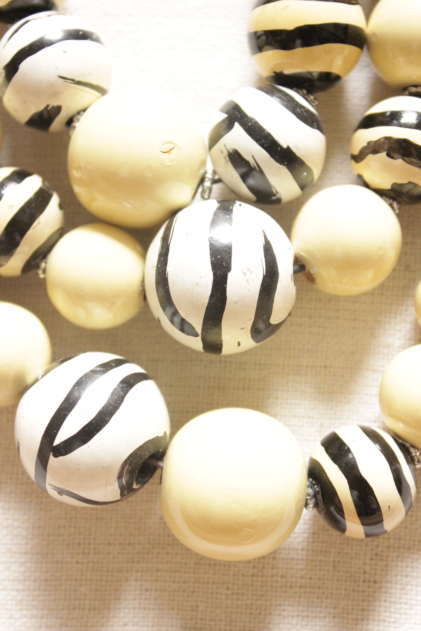 Cream and Multi-Color Circular Acrylic Beads 3 Layer Necklace Rope and Chain Closure Necklace