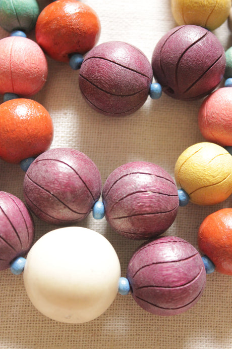 Vibrant Multi-Color Circular Acrylic Beads 3 Layer Necklace Rope and Chain Closure Necklace