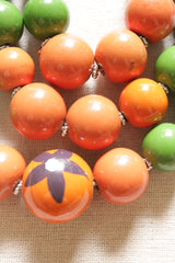 Orange, Green and Blue Acrylic Beads 3 Layer Necklace Rope and Chain Closure Necklace