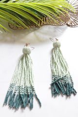 Green and Blue Shaded Beads Dangler Earrings