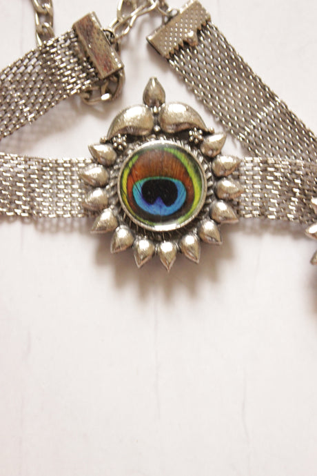 Antique Meena Peacock Choker Necklace Set