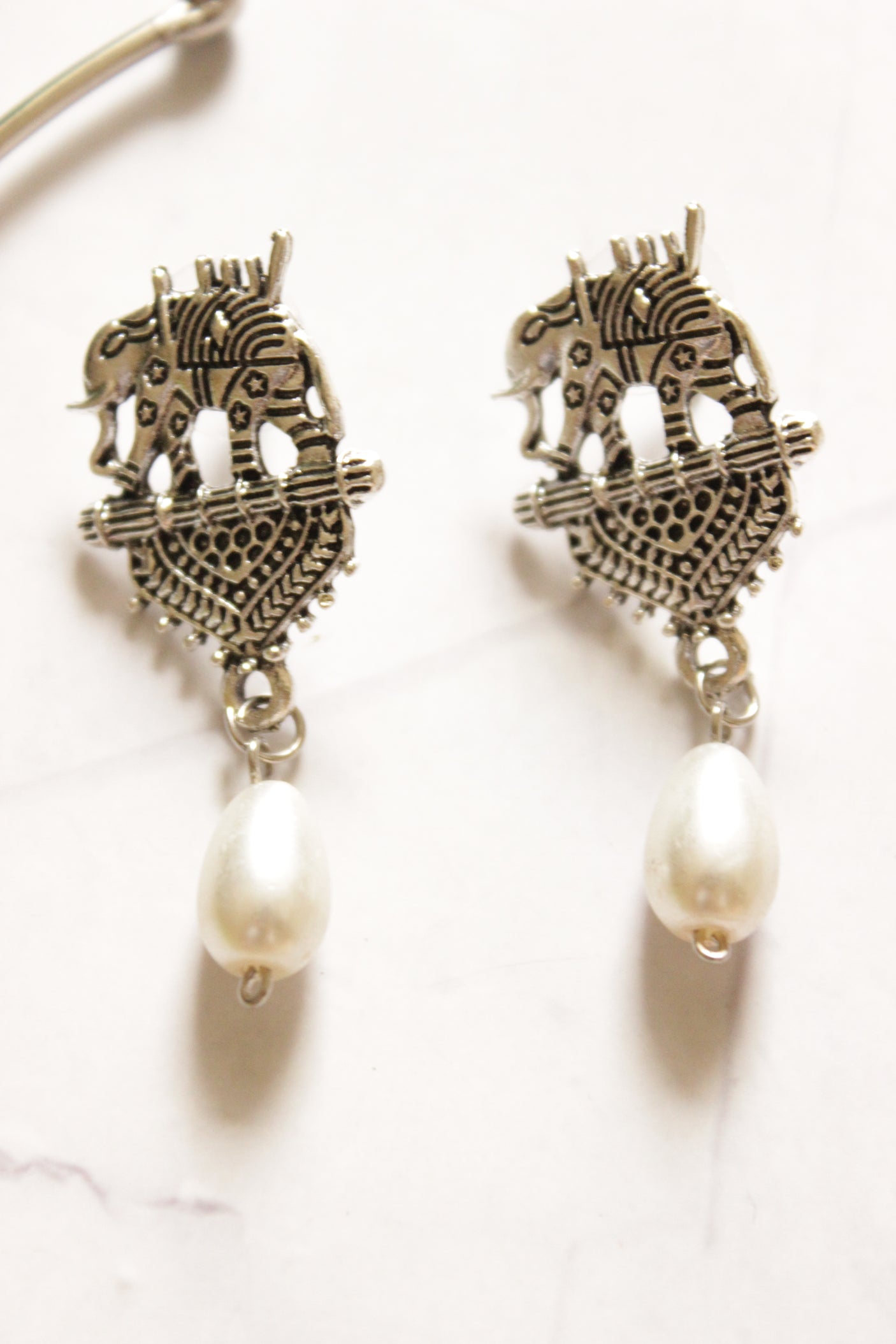 Oxidised Multi-Color Elephant Hasli Necklace Set
