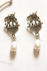 Oxidised Multi-Color Elephant Hasli Necklace Set